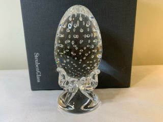 Steuben Glass - Glass Egg Bubble Paperweight,  W/box & Bag - 1964