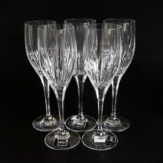 5 (five) Mikasa Arctic Lights Cut Lead Crystal Wine Glasses 6oz 8 1/4 " T