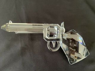 European Giant Pistol Faceted Lead Crystal Revolver In Presentation Box
