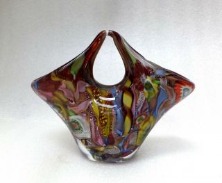 Murano Venetian Fratelli Toso Avem Tutti - Frutti Art Glass Bowl Vase