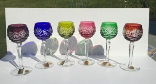 Nachtmann Bleikristall 24 Lead Crystal Cut Colored Cordial Wine Glass - Set Of 6