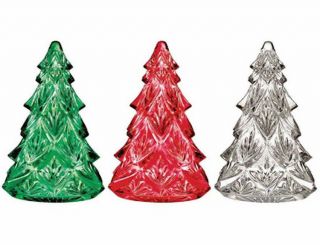Waterford Crystal Christmas Trees Set Of 3 Red Green & Clear 40034374