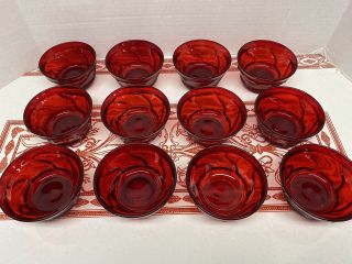 Fostoria Usa Jamestown Set Of 12 Ruby Red 4 1/2 " Small Fruit Dessert Bowl