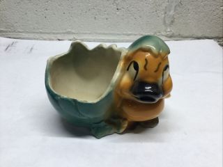 Shawnee Pottery Baby Chick Duck Cracked Egg Vintage Planter Orange Green
