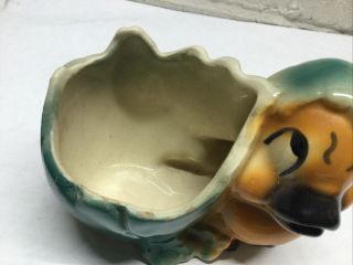Shawnee Pottery Baby Chick Duck Cracked Egg Vintage Planter Orange Green 2