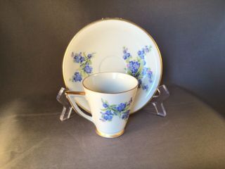 MITTERTEICH BAVARIA GERMANY DEMITASSE CUP AND SAUCER BLUE FORGET - ME - NOT FLORAL 3