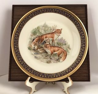 Lenox Woodland Wildlife Red Foxes By Boehm Plate W/boxes & Paperwork 1974