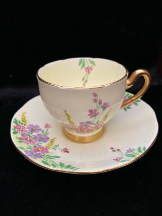 Vintage—wellington Best Bone China,  England—pale Yellow/floral Teacup/saucer