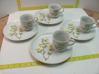 Toscany China 1970 Yorktown Japan Luncheon Plate Cup Yellow Flowers Set Of Four