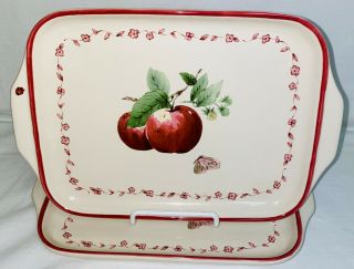 2 Pfaltzgraff Delicious Apples 10 1/2 " Rectangular Handled Plates