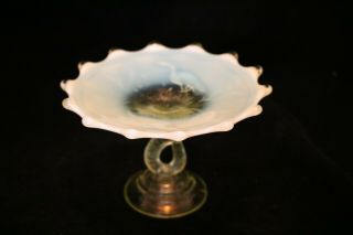Ts Victorian Albany Glass Vaseline Opalescent Dolphin And Herons Card Tray