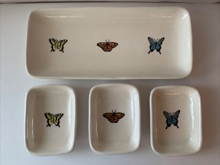 Rae Dunn 4 Piece Tray Set Monarch Butterflies