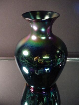 Imperial Freehand Blue Lead Lustre Vase W/aurene Interior Art Deco Shape 618