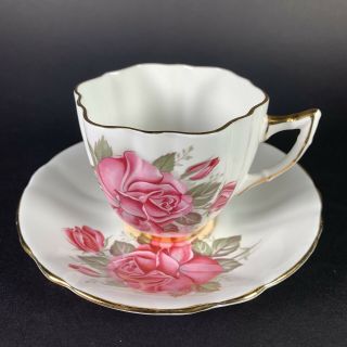 Vintage Royal Prince Tea Cup And Saucer Set Pink Rose With Gold Trim