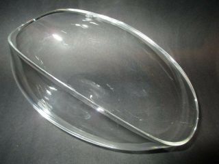 Steuben Lead Glass Crystal Folded Rolled Rim Bowl 9 3/4 " Oval