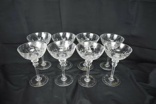 Rogaska Gallia Pattern Champagne Tall Sherbet Glass Fine Crystal Etched Set Of 8