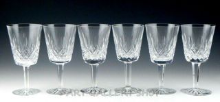 Waterford Ireland Crystal Lismore 6 - 7/8 " Wine Water Goblets Glasses Set Of 6