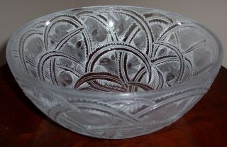 Lalique France Pinsons or Finches Birds Glass Bowl - 9 1/4 