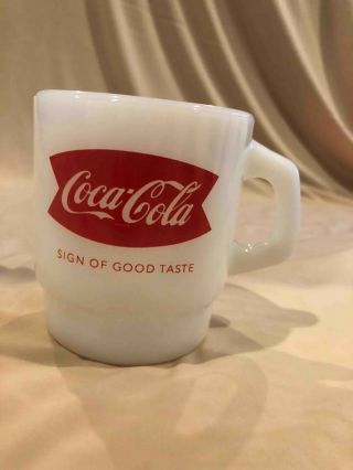 Old Fire King Coca - Cola Sign Of Good Taste Advertising Soda Mug