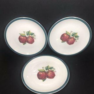 China Pearl Casuals Apples Dinner Plates 10 1/4 " Red Green Band Set Of 3