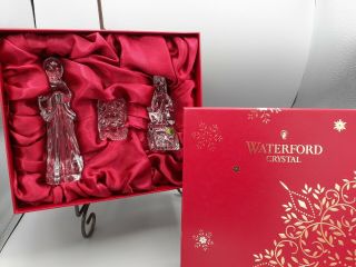 Nib Waterford Crystal 3 Piece Nativity Set Jesus Mary Joseph