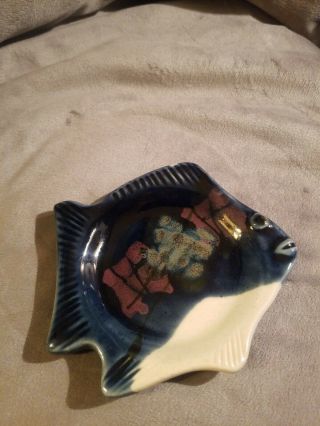 Follette Studio Art Pottery Fish Plate Approximately 6 " W