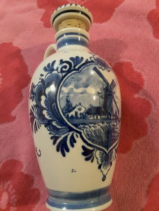 Vintage Bols Delft Blue Decanter Bottle Made In Holland,  Hand Painted & Numbered