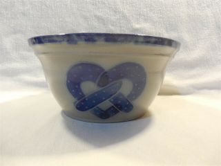 Vintage 1998 Eldreth Pottery Salt Glazed Cobalt Blue Pretzel Bowl 8 1/2 "