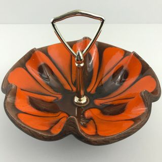 Vtg Mcm Sequoia Ware Drip Glazed Orange Brown Bowl California Pottery Usa 610