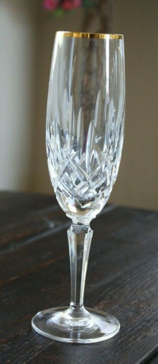 Gorham Crystal LADY ANNE GOLD Flutes Champagne Glasses Set of SEVEN 8 - 5/8 