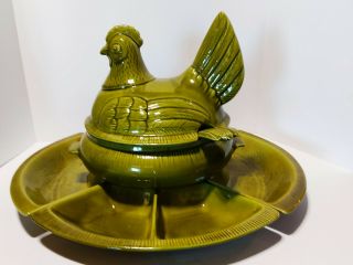 Complete Vintage Soup Tureen Set Chicken Hen In A Nest California Pottery