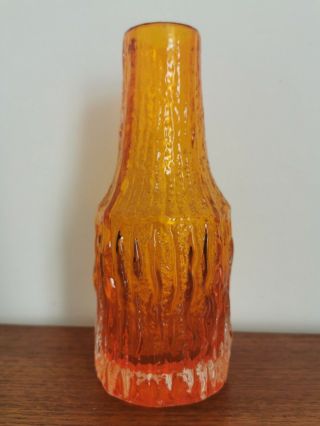 Vintage Whitefriars Tangerine Bark Textured 8 " Tall Glass 