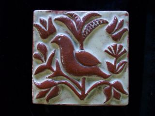 Red Clay Tile Brown Terracotta Bird Flower Tile