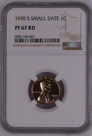 1970 S Small Date Proof Lincoln Penny Ngc Pf 67 Red