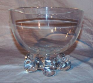 Large Steuben Art Glass Crystal Bowl John Dreves 6 Scrolled Snail Feet 9 "