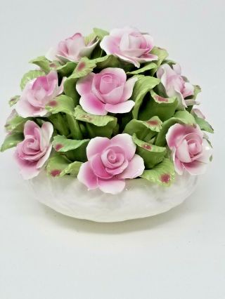 Vintage Hand Modelled Aynsley Bone China England Pink Rose Flower Bouquet