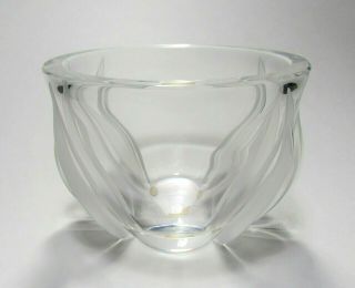 Sparkling Clear & Frosted Lalique Crystal Vase Deux Tulipes (two Tulip)