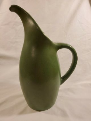 Vintage Mcm Royal Haeger Usa Ceramic Pottery Matte Green Pitcher/vase Rg 42