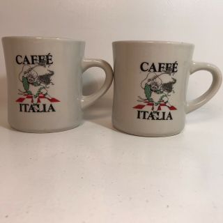 Restaurant Ware Vintage Heavy Cafe Italia Cups Mugs Set Of 2 Restaurant Cup Mug