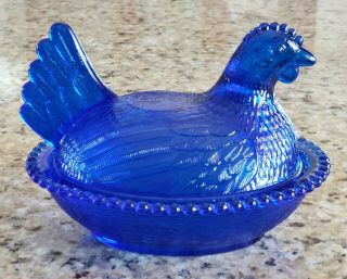 Cobalt Blue Indiana Glass Hen On Nest 2