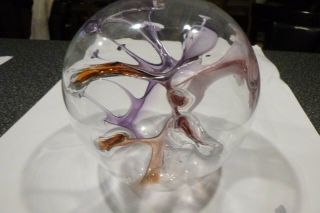 Huge 1998 Signed Peter Bramhall Hand Blown Art Glass Ball Globe