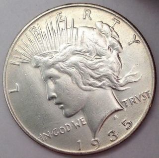 1935 - S Silver Peace Dollar - Au/bu Details - Tough Date In