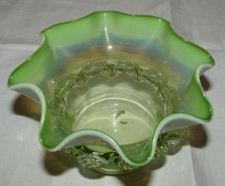 Victorian Art Glass Vaseline Opaline Glass Bob - Bon Preserve Dish