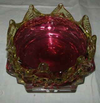 Victorian Ruby Vaseline Art Glass Bon - Bon Dish On Sheffield Plate Stand C1900
