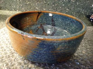 Vintage Studio Art Pottery Bowl Great Glaze Technique Stoneware Signed