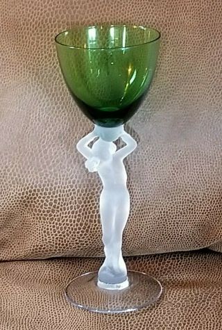 Vintage Cambridge Frosted Stem Nude Wine Glass Statuesque