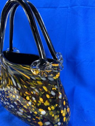 JULIANNE Glass EVENING Block Crystal Mouth Blown Handbag vase 3