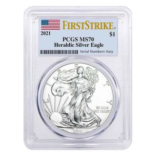 2021 American Silver Eagle Pcgs Ms70 Fs In Us Flag Holder Usa Made Pre - Coin