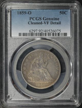 1859 - O Seated Liberty Half Dollar Pcgs Vf Details Cleaned