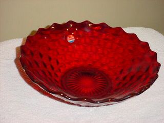 American Ruby Red By Fostoria Flared Round Bowl 11 1/2 " Diameter 4 " Deep